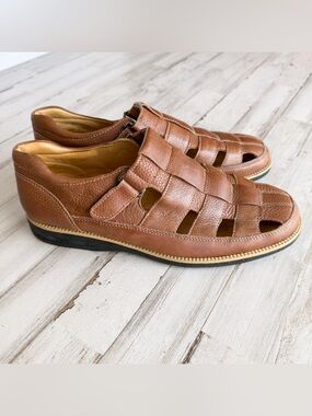 Sandro Moscolini Brown Leather Fisherman Sandals Comfort Shoes Mens 10 (run big)